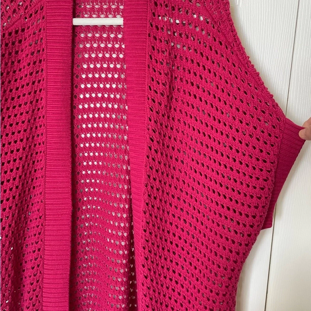 Lane Bryant Magenta Open Weave Cardigan